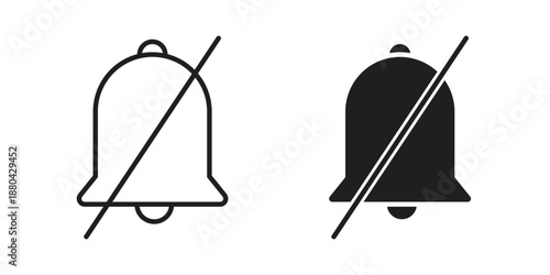 Notification off icons vector glyph and thin line. Black icons