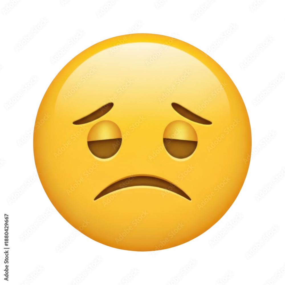 Fototapeta premium Sad face emoji isolated on transparent background