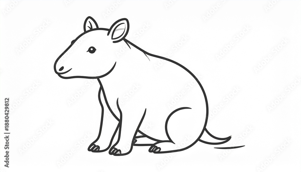 Fototapeta premium Cute Cartoon Lamb Standing Isolated White Background Animal Illustration
