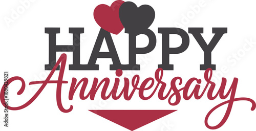 Happy Anniversary Love Heart Typography Design
