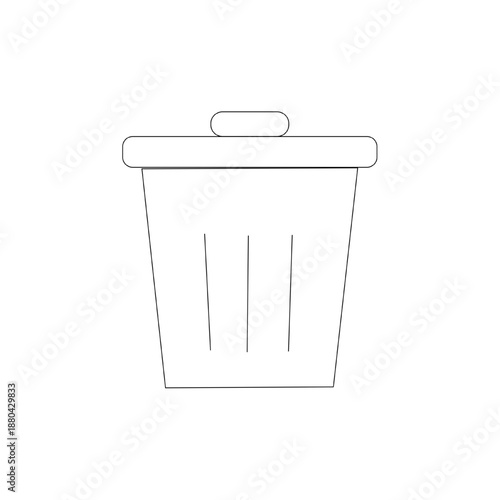 Minimal line delete icon for user interface and app design. Simple outline trash bin symbol for removing files, deleting content, and clearing data. Clean modern UI element isolated on transparent bac