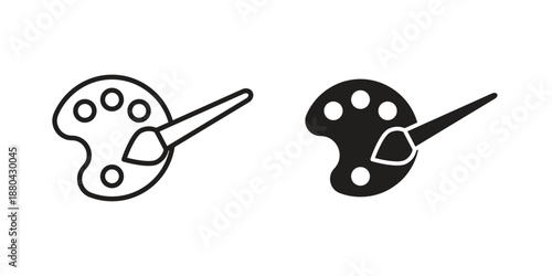 Paint icons vector glyph and thin line. Black icons
