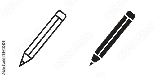 Pencil icons vector glyph and thin line. Black icons