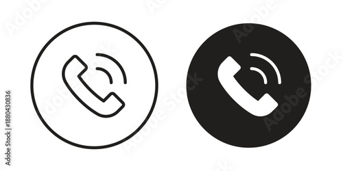 Phone call icons vector glyph and thin line. Black icons