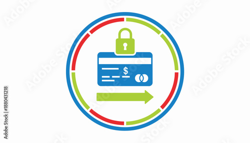 Free Download Secure Credit Card Transaction in Modern Minimalist Design with Bright Colorful Icons and Circular Flowchart for Financial Security - GFXLoad