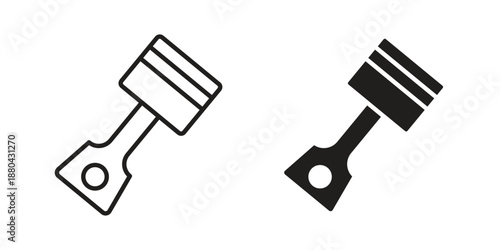 Piston icons vector glyph and thin line. Black icons