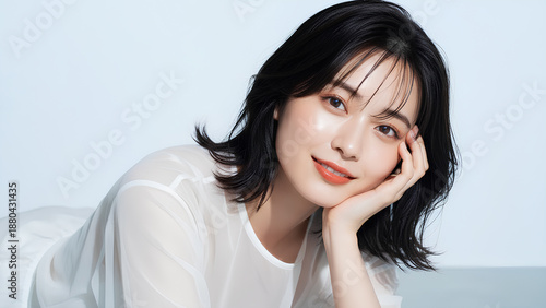 透明感と清潔感のある若い女性のビューティーポートレート