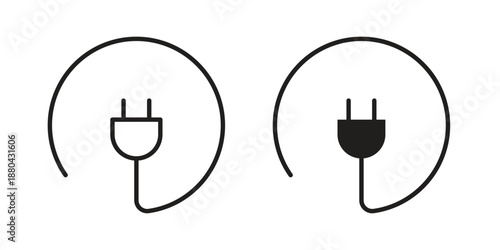 Plugin icons vector glyph and thin line. Black icons