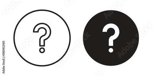 Question icons vector glyph and thin line. Black icons