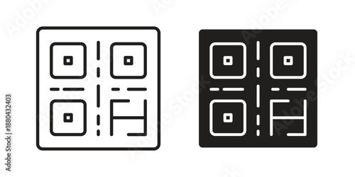 QR code icons vector glyph and thin line. Black icons