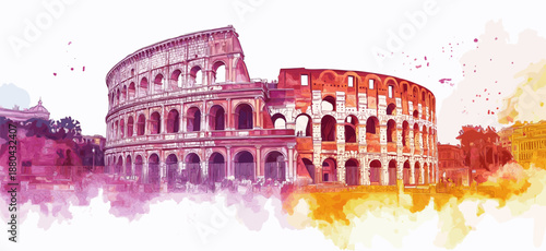 Colosseum. Colosseum watercolor vector illustration