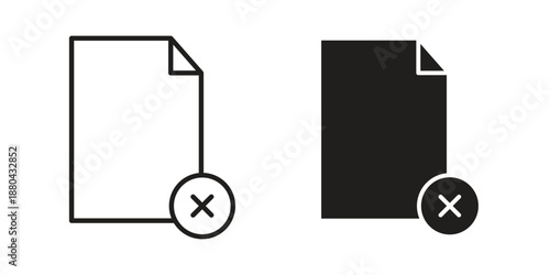 Remove file icons vector glyph and thin line. Black icons