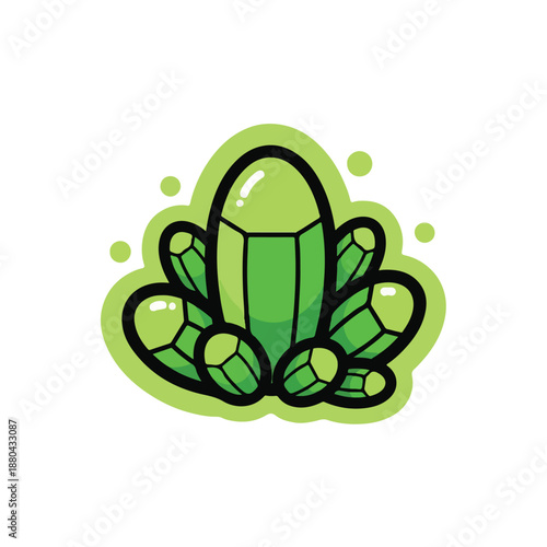 A cartoonish green crystal cluster