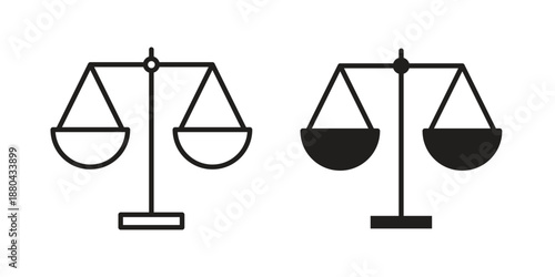 Scale icons vector glyph and thin line. Black icons