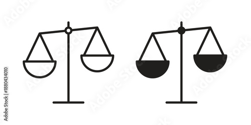 Scale icons vector glyph and thin line. Black icons