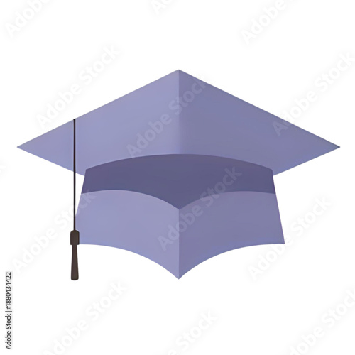 Graduation ceremony scene with mortarboard cap, tassel, and graduate, depicted in a simple illustration style, viewed from directly above