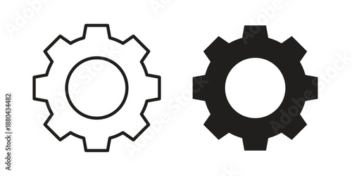 Settings button icons vector glyph and thin line. Black icons