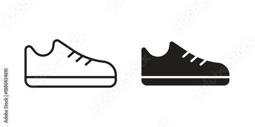 Shoes icons vector glyph and thin line. Black icons