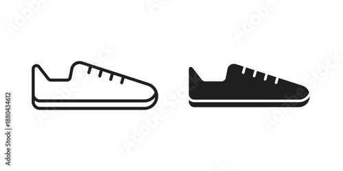 Shoes icons vector glyph and thin line. Black icons