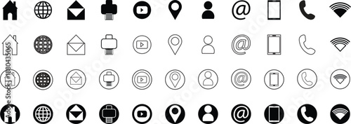 Web icon set for Website set icon vector. for computer and mobile Phone, mail, fax, info, e-mail, home, design