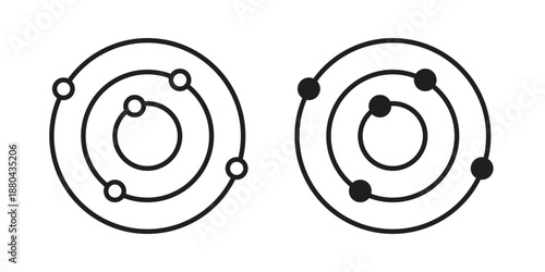 Space icons vector glyph and thin line. Black icons