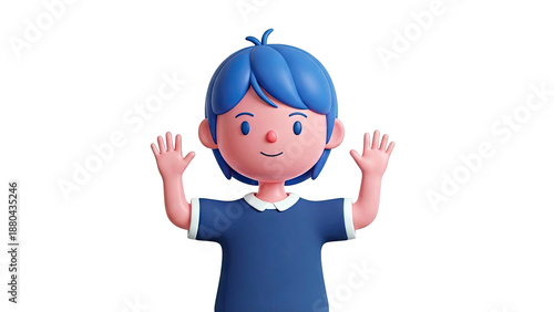 3D Character Waving Hello