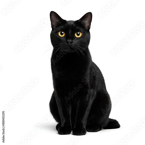 black cat on white background