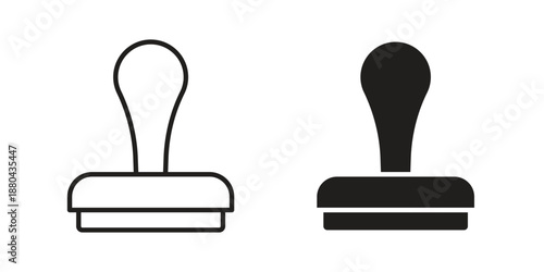 Stamp icons vector glyph and thin line. Black icons