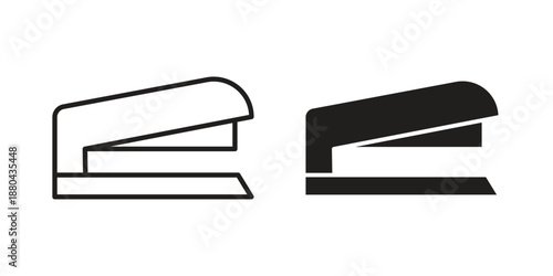 Stapler icons vector glyph and thin line. Black icons