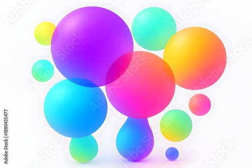 Colorful Transparent Spheres Overlapping Gradient Bubbles