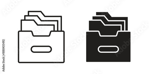 Store files icons vector glyph and thin line. Black icons