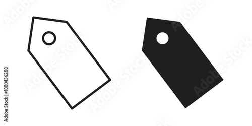 Tag icons vector glyph and thin line. Black icons