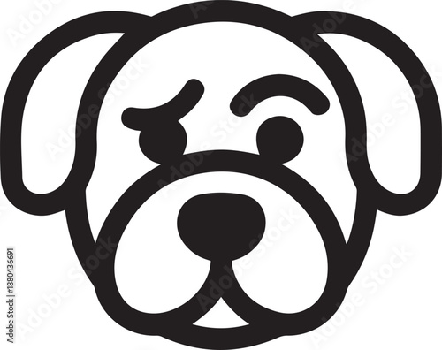 Minimalist Flat Vector Illustration of a Dog Face with a Raised Eyebrow