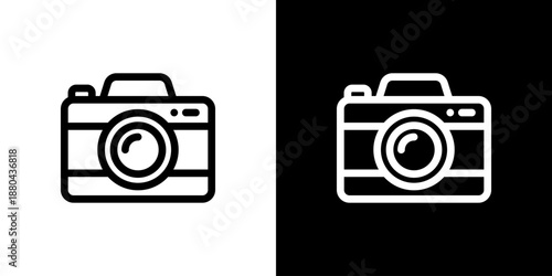 レトロなカメラ・フィルムカメラのアイコン（ベクター）