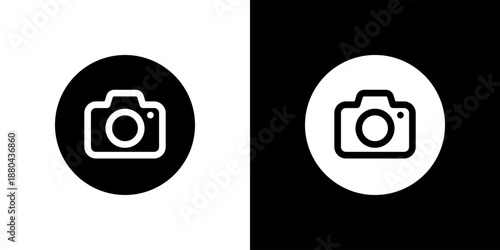 丸にカメラのシンプルアイコン（ベクター）