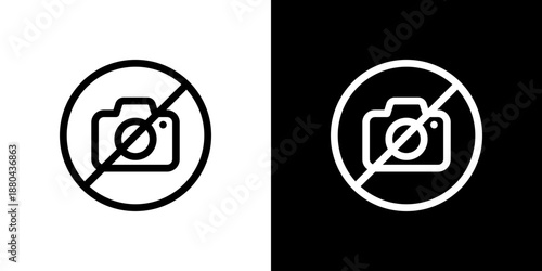 カメラ禁止・撮影禁止・使用不可のアイコン（ベクター）