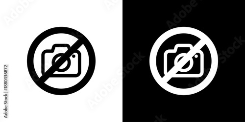 カメラ禁止・撮影禁止・使用不可のアイコン（ベクター）