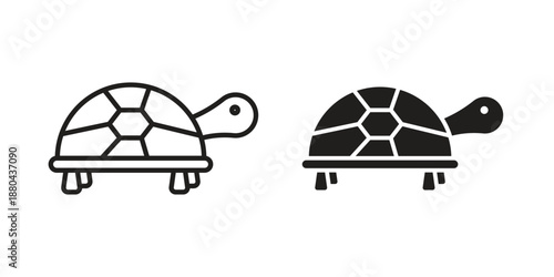 Tortoise icons vector glyph and thin line. Black icons