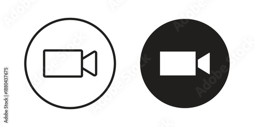 Video call icons vector glyph and thin line. Black icons