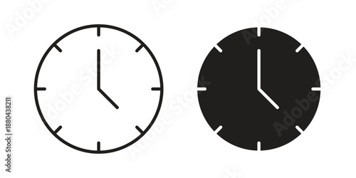 Watch icons vector glyph and thin line. Black icons
