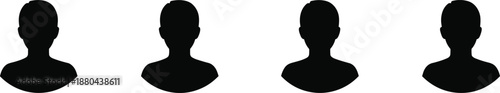 User profile silhouettes, avatar icons set, anonymous people symbols, account identity concept, social media users, default profile illustration