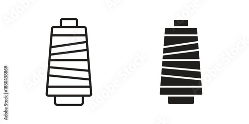 Yarn icons vector glyph and thin line. Black icons