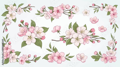 Beautiful Pink Cherry Blossom Flower Arrangements and Sprigs.