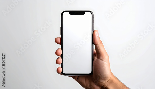 Wallpaper Mural Smartphone blank screen hand mobile phone touch screen isolated white background technology modern messaging smartphone blank screen male hand over white background ready for modern communication Torontodigital.ca
