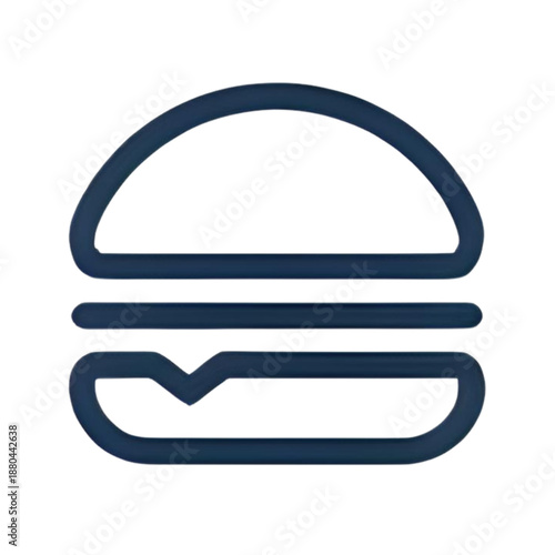 Simple line art illustration of a hamburger icon viewed from the front, symbolizing food, isolated on a clean background, file reference 354.svg