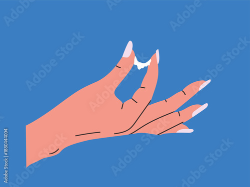 White sticky vaginal discharge in hand woman, vaginal health