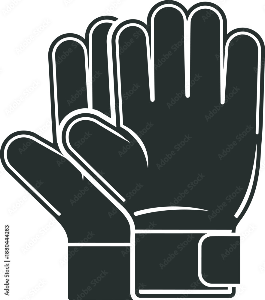 Obraz premium Enhance your athletic branding. Professional goalkeeper gloves vector. Perfect for soccer gear displays, sports equipment catalogs, and football training graphics. High-quality, scalable flat icon.