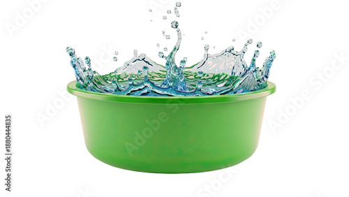 Green Basin with Water Splash