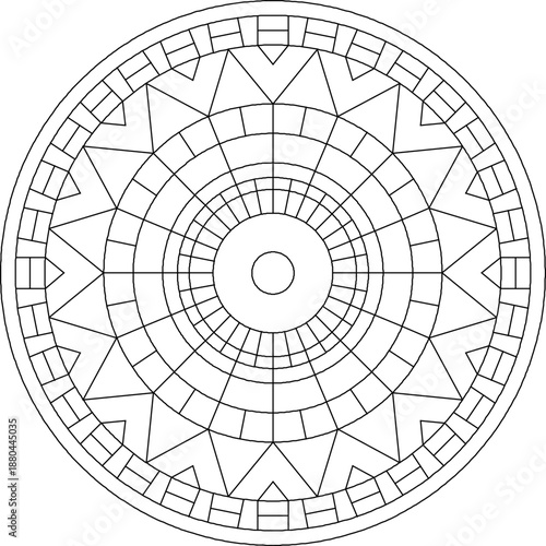 Abstract mandala with geometric pattern design. Perfect circular coloring game for relaxing, art therapy, and mindfulness digital detox.
Easy Coloring Pages for Adults. #819