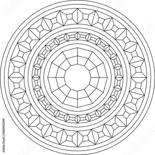 Abstract mandala with geometric pattern design. Perfect circular coloring game for relaxing, art therapy, and mindfulness digital detox.
Easy Coloring Pages for Adults. #821